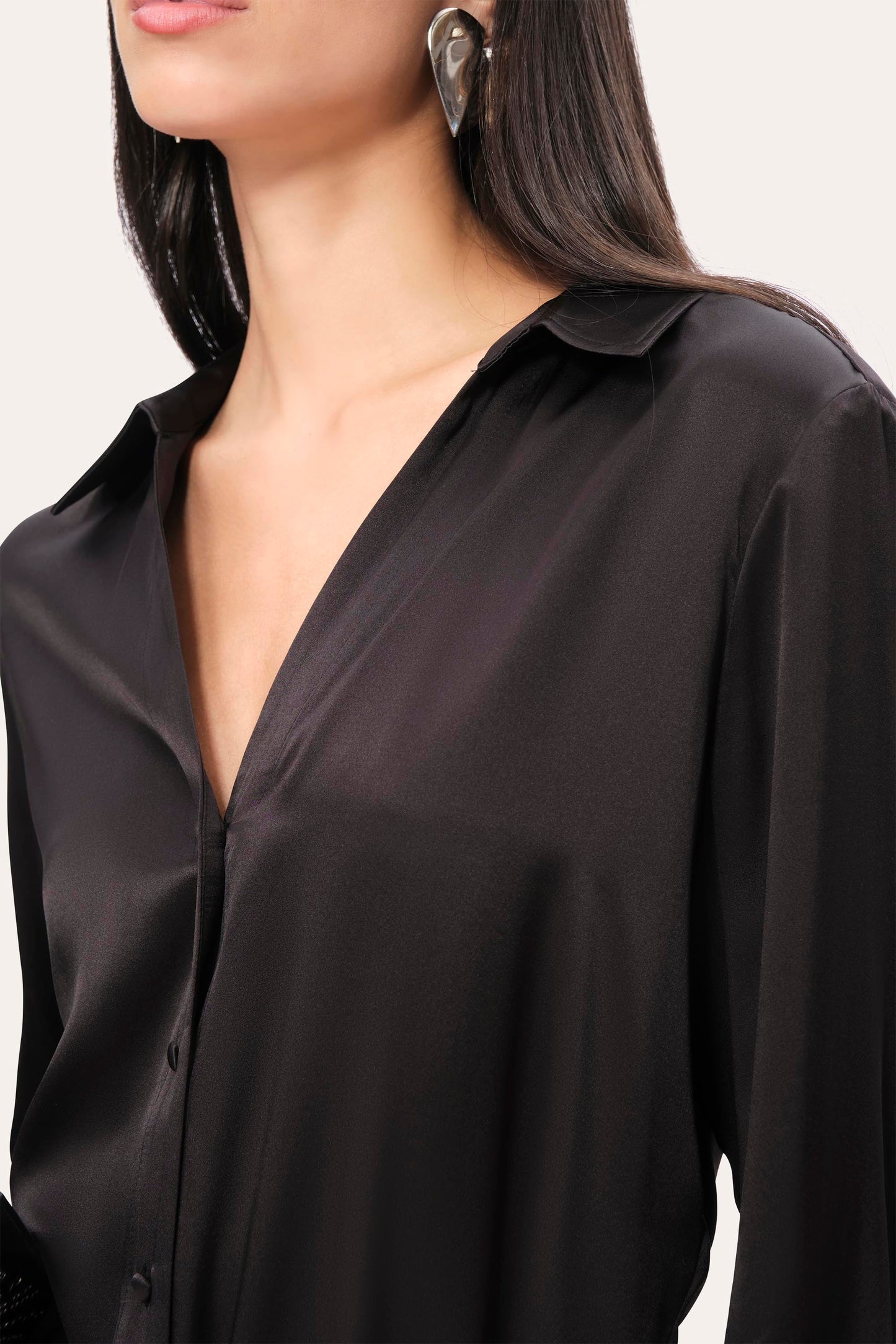 Silk Satin Button Down Shirt