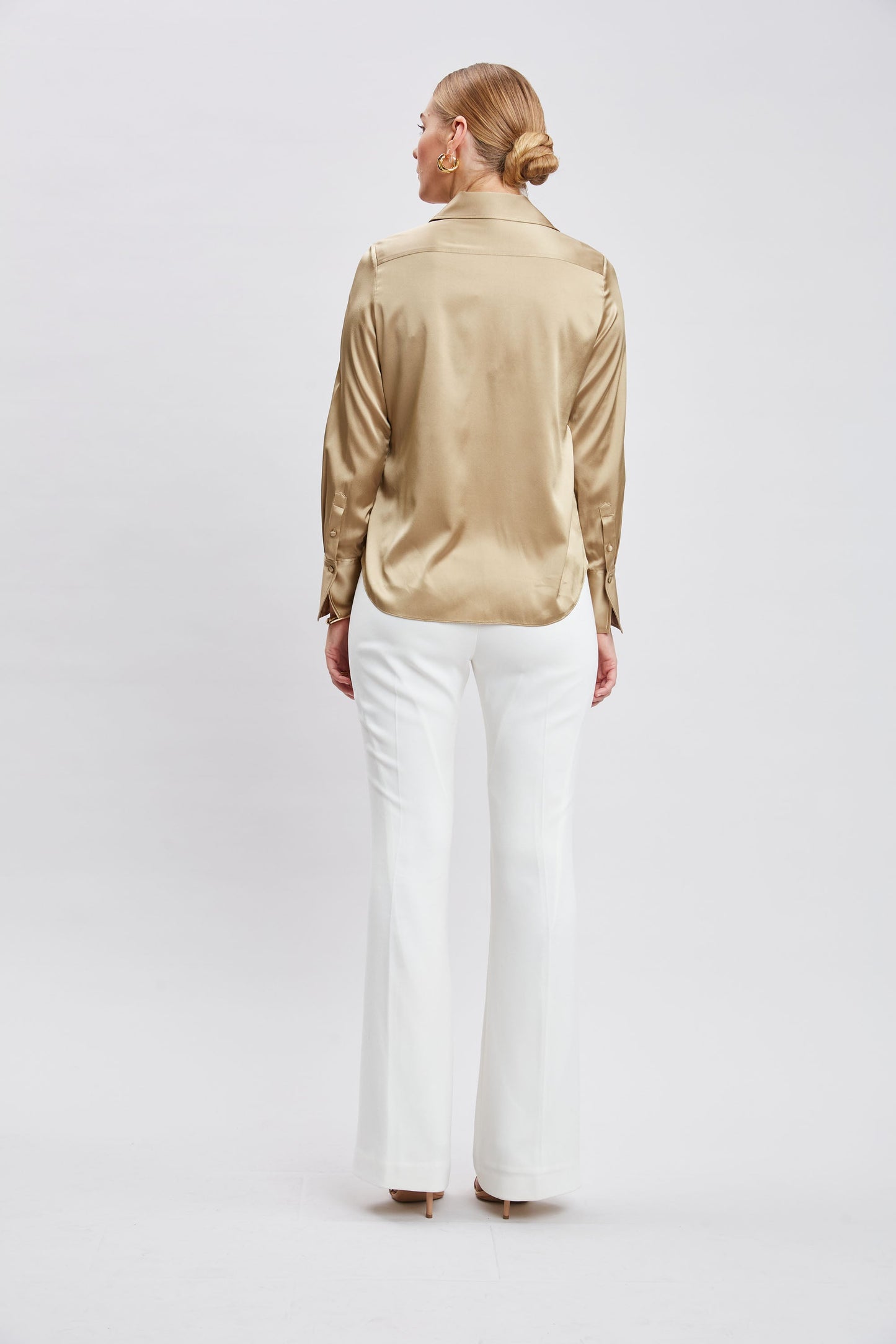 Silk Satin Button Down Shirt