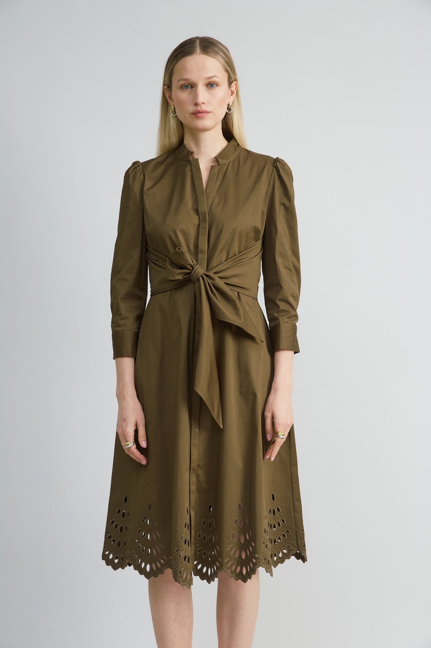 Cotton Tie Embroidered Dress
