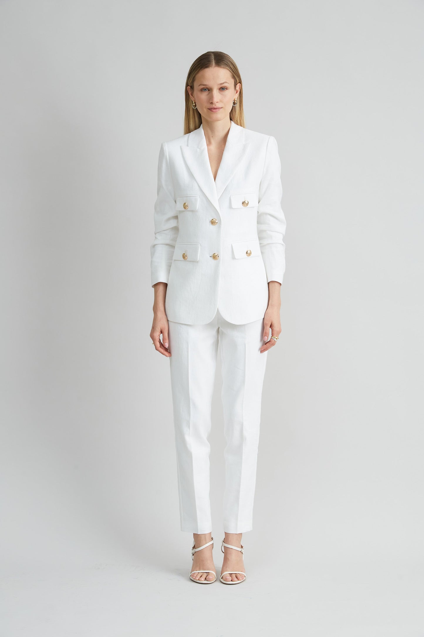 Linen Crest Button Blazer