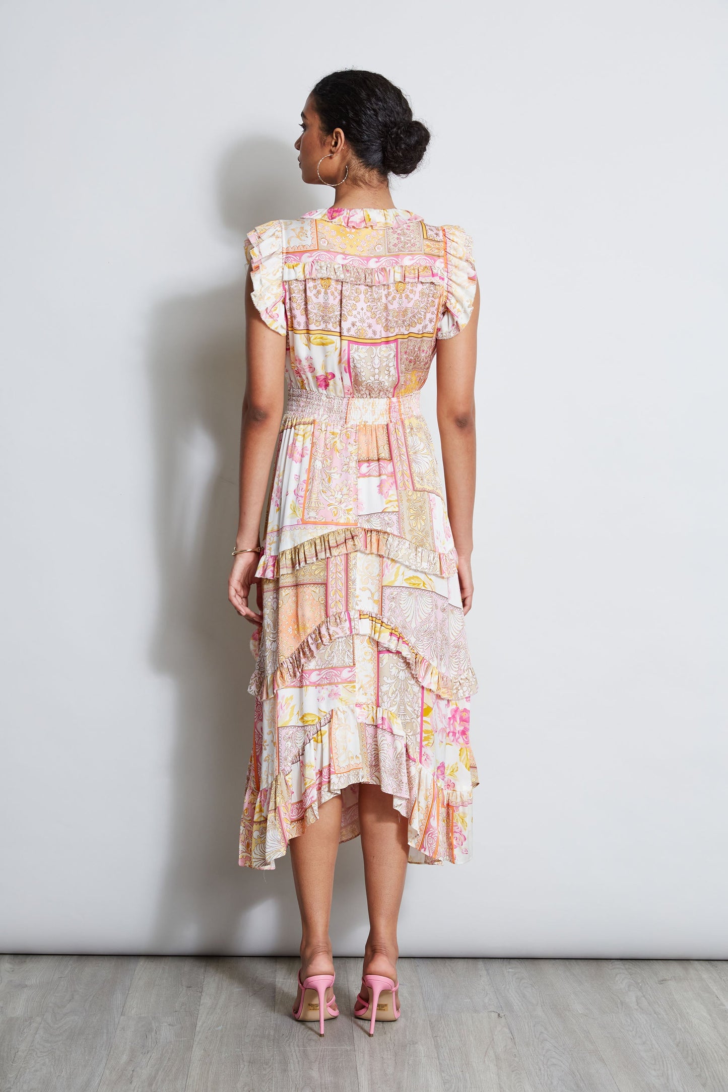 Patchwork Print Midi Dress