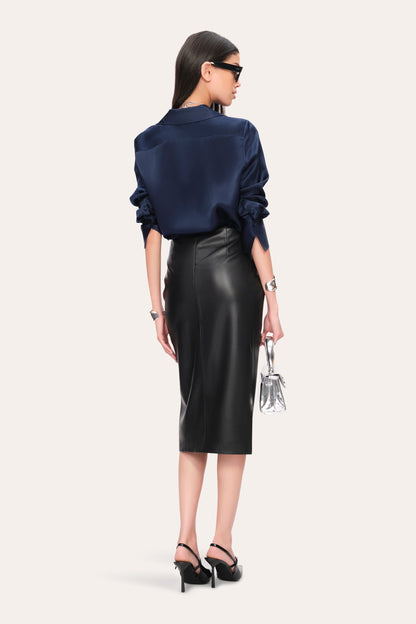 Vegan Leather Twist Skirt
