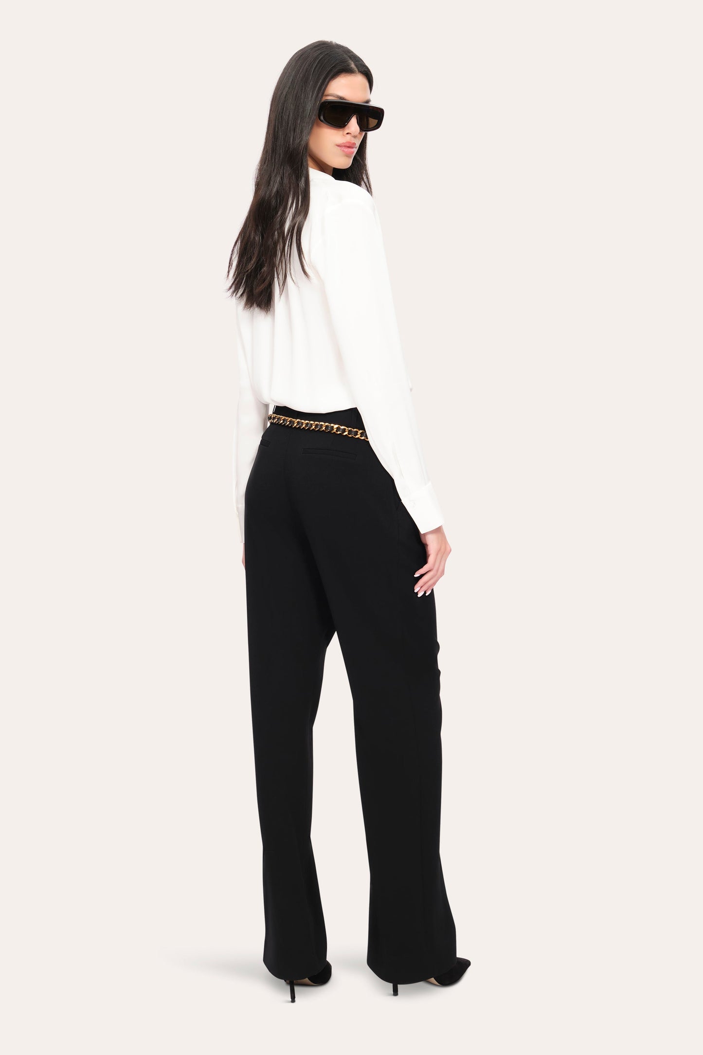 Silk Contour Neck Rib Trim Shirt