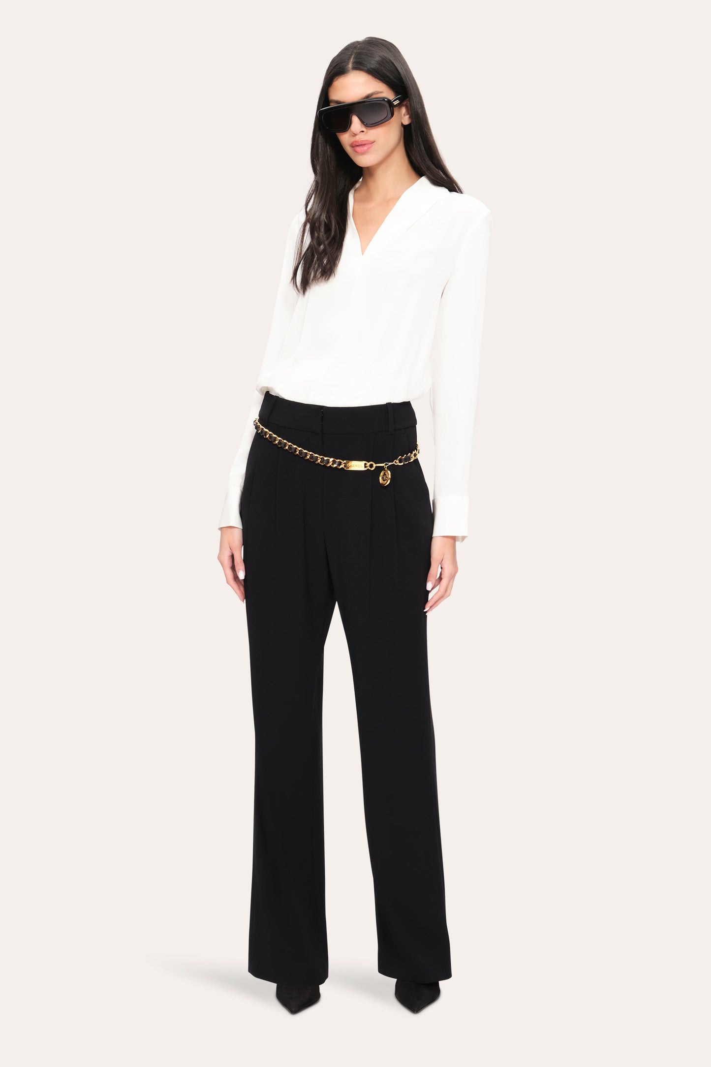Silk Contour Neck Rib Trim Shirt