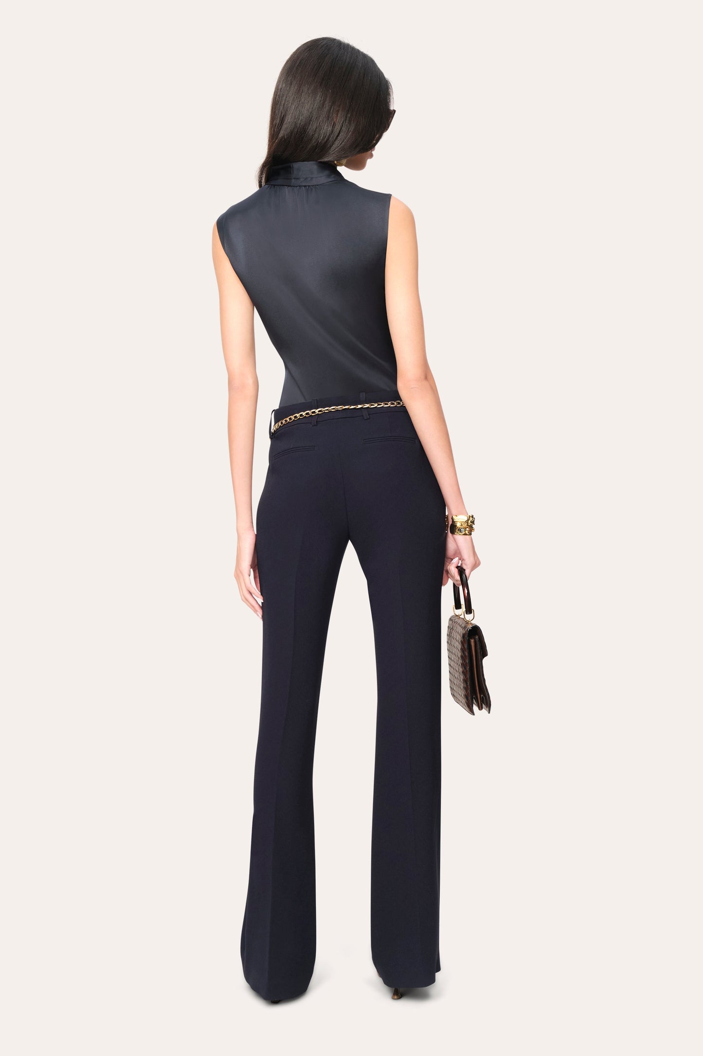Sleeveless Silk Satin Contour Shirt