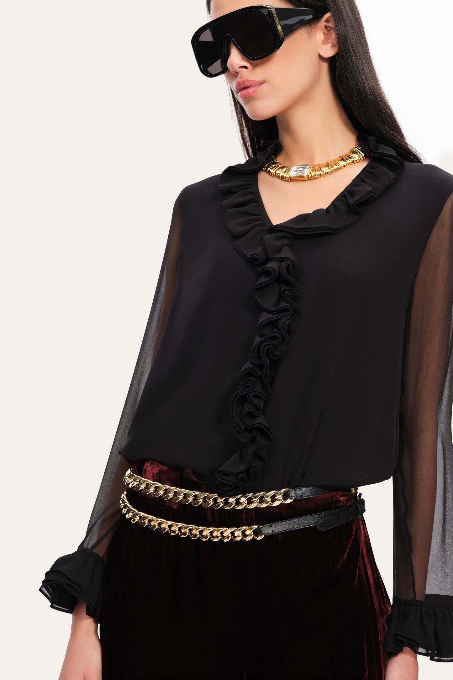 Ruffle Silk Shirt