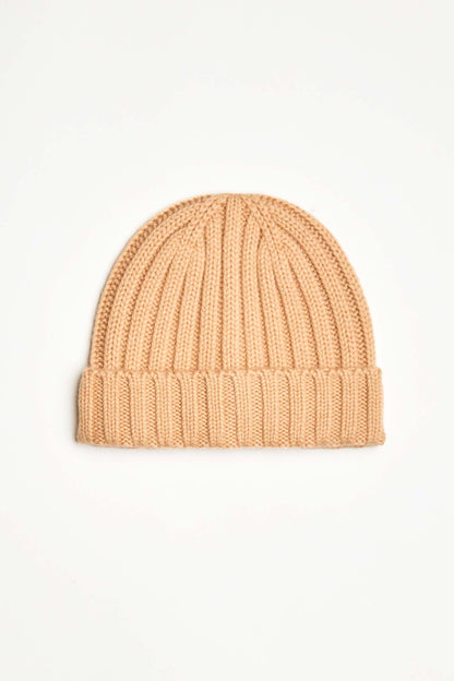 Cashmere Wool Rib Beanie Hat