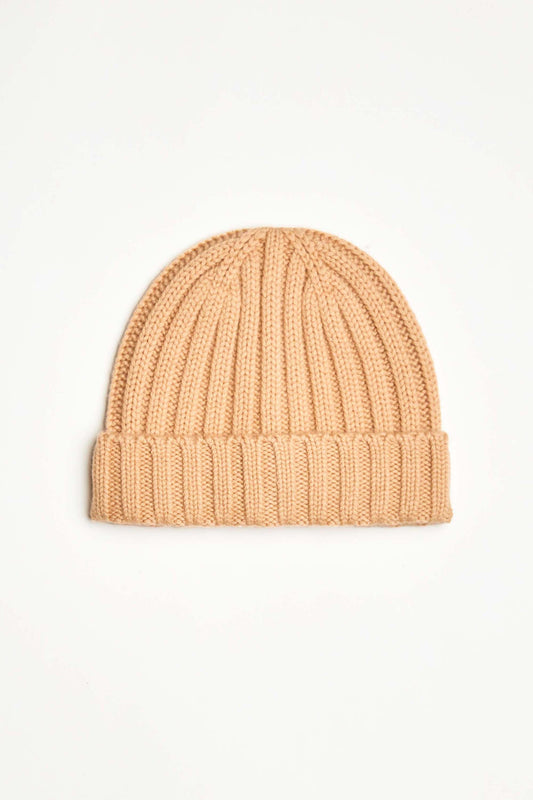 Cashmere Wool Rib Beanie Hat