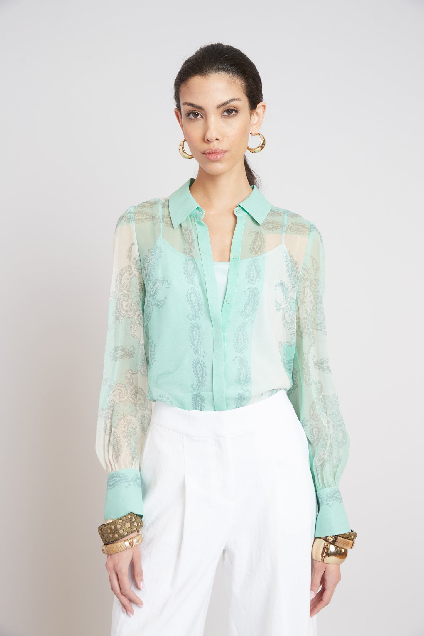 Silk Scarf Print Shirt