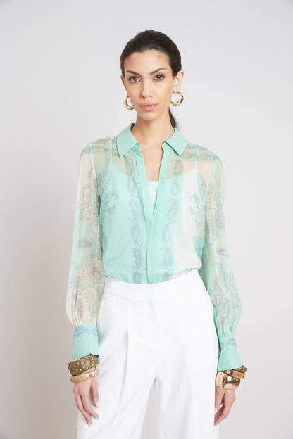 Silk Scarf Print Shirt