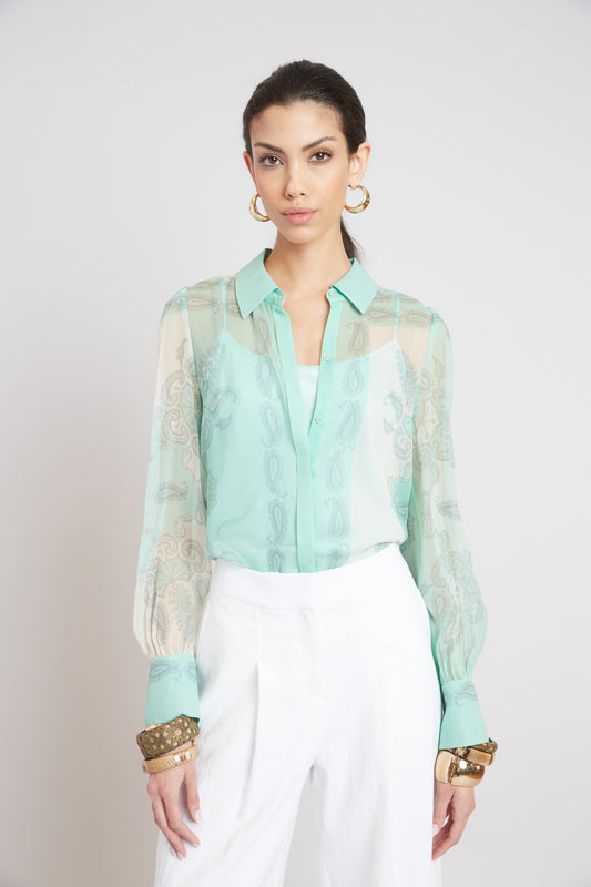 Silk Scarf Print Shirt