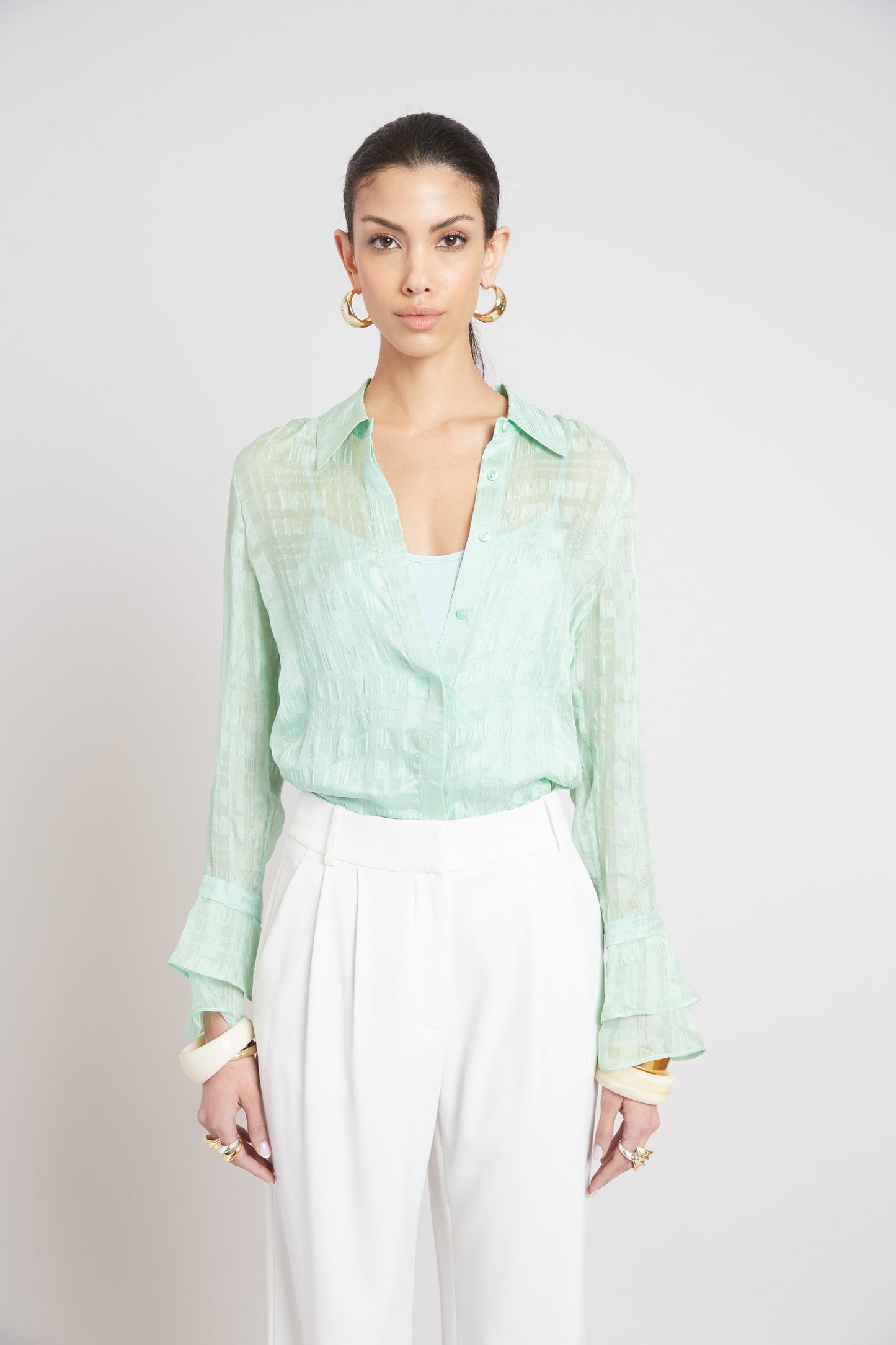 Silk Plaid Jacquard Shirt