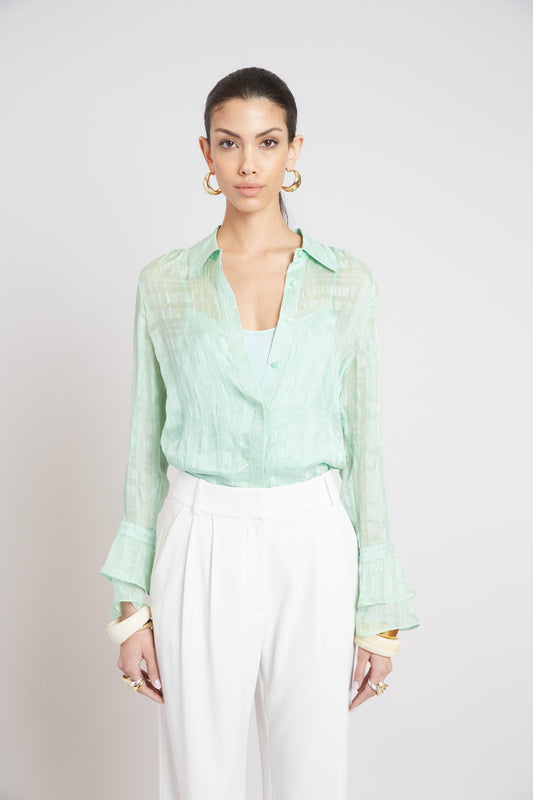 Silk Plaid Jacquard Shirt