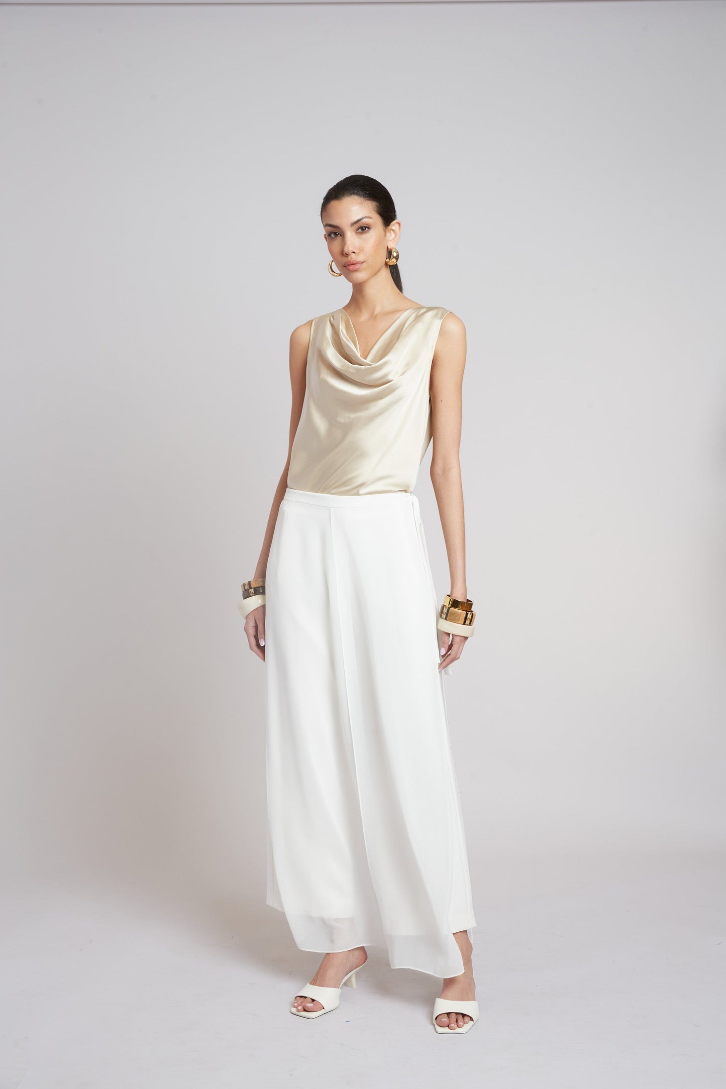 Silk Cowl Neck Top