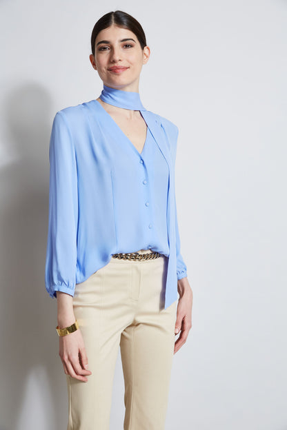 Silk Tie Button Shirt