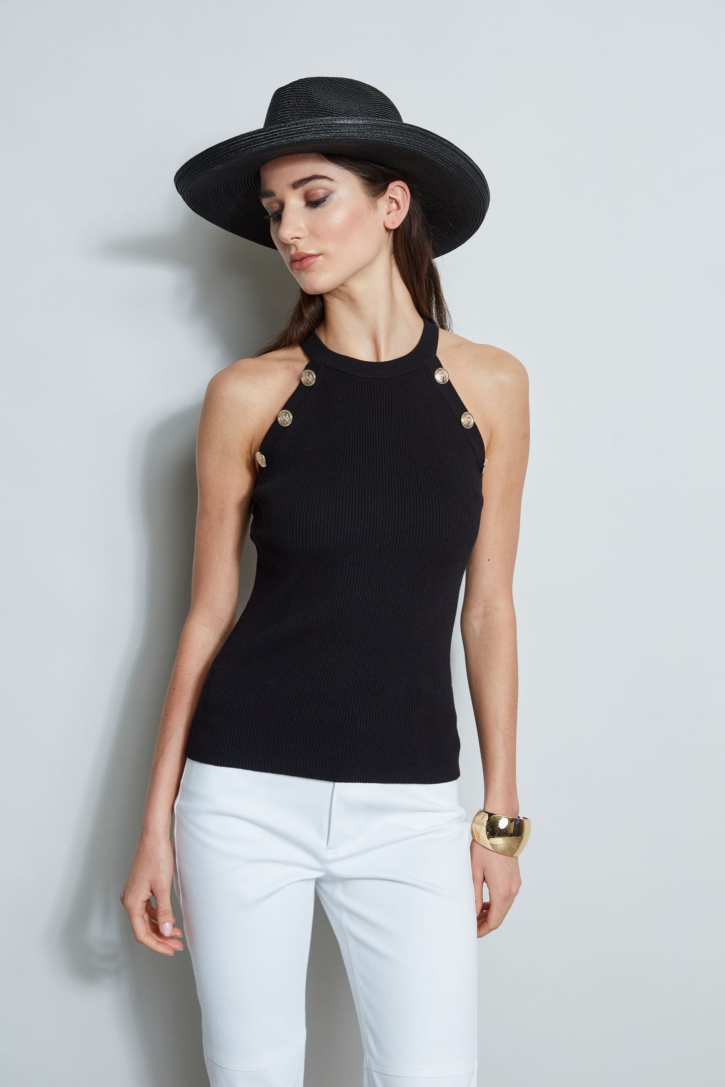 Halter Button Rib Tank