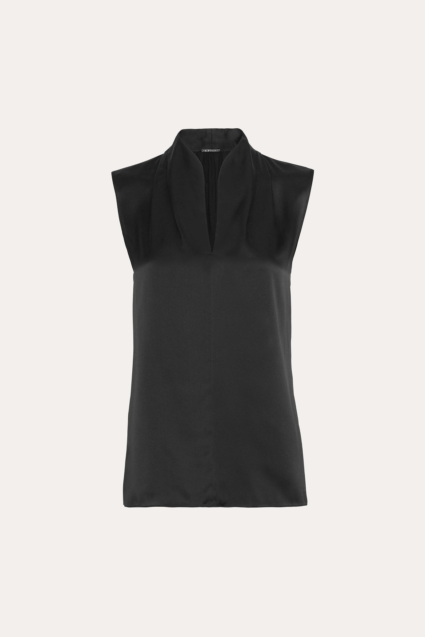 Sleeveless Silk Satin Contour Shirt
