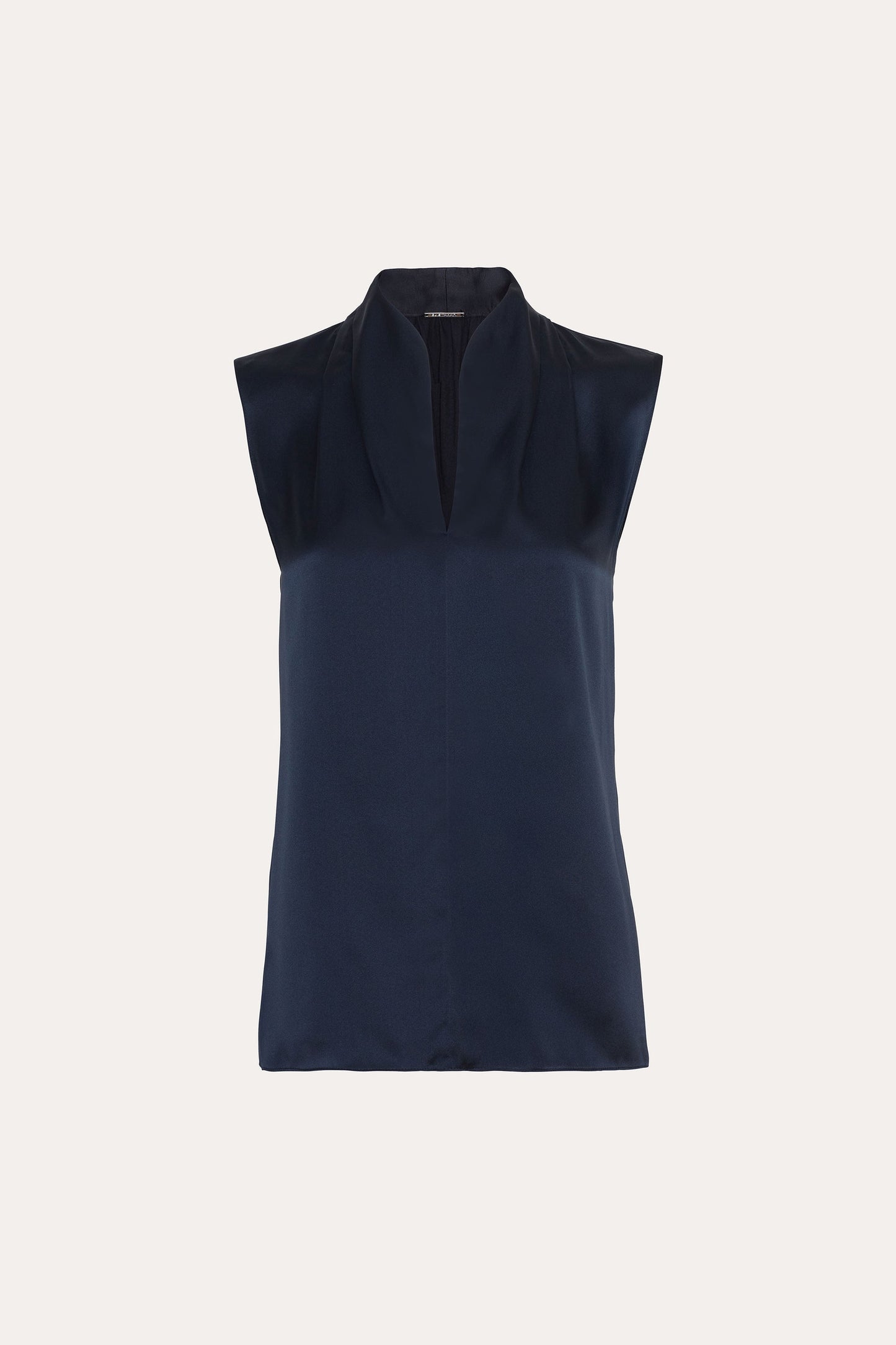 Sleeveless Silk Satin Contour Shirt