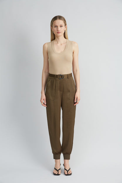 Satin Belted Cargo Pant