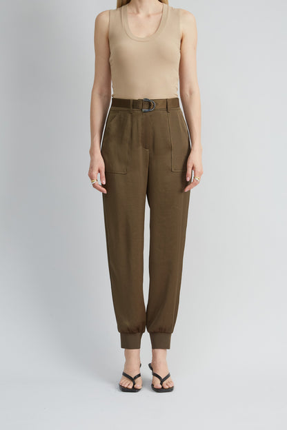 Satin Belted Cargo Pant