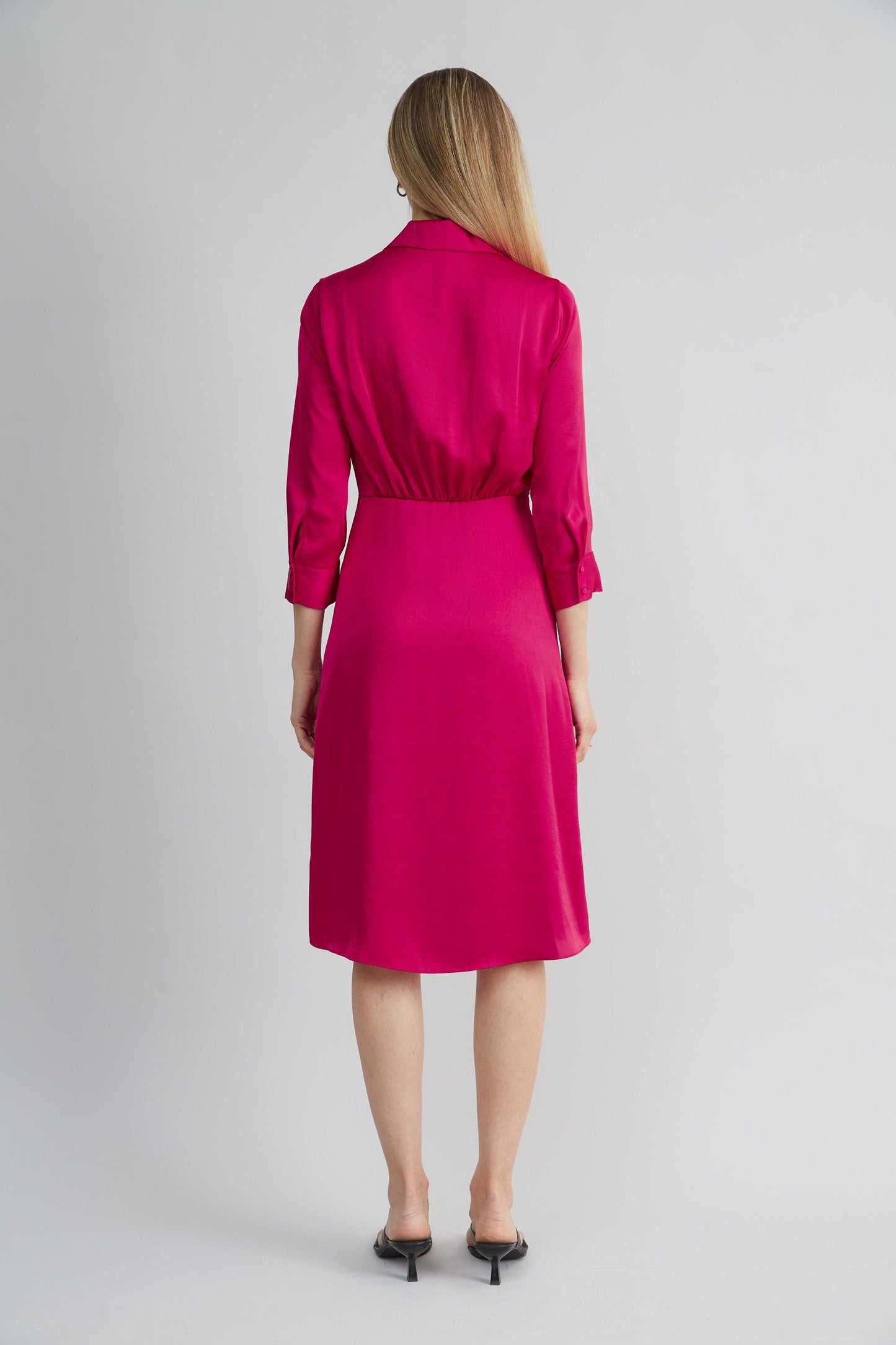 Satin Tie Shirt Dress