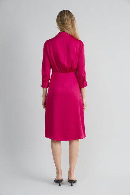Satin Tie Shirt Dress