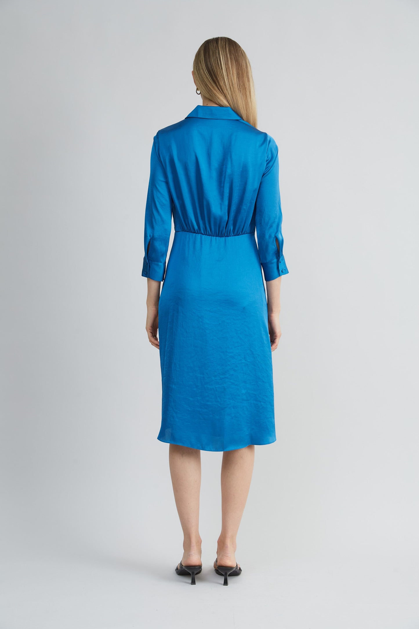 Satin Tie Shirt Dress