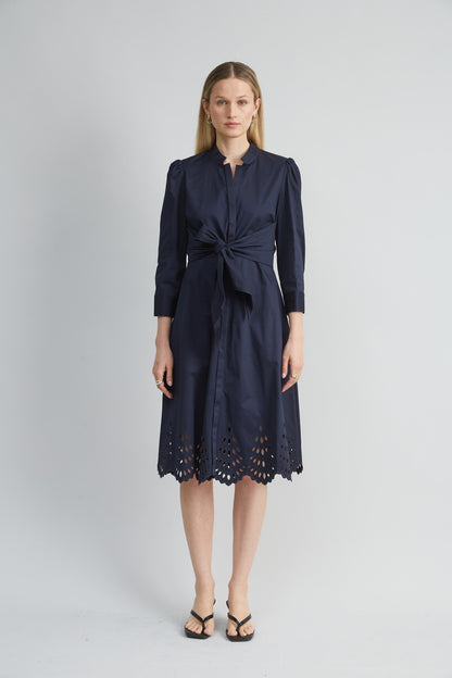 Cotton Tie Embroidered Dress