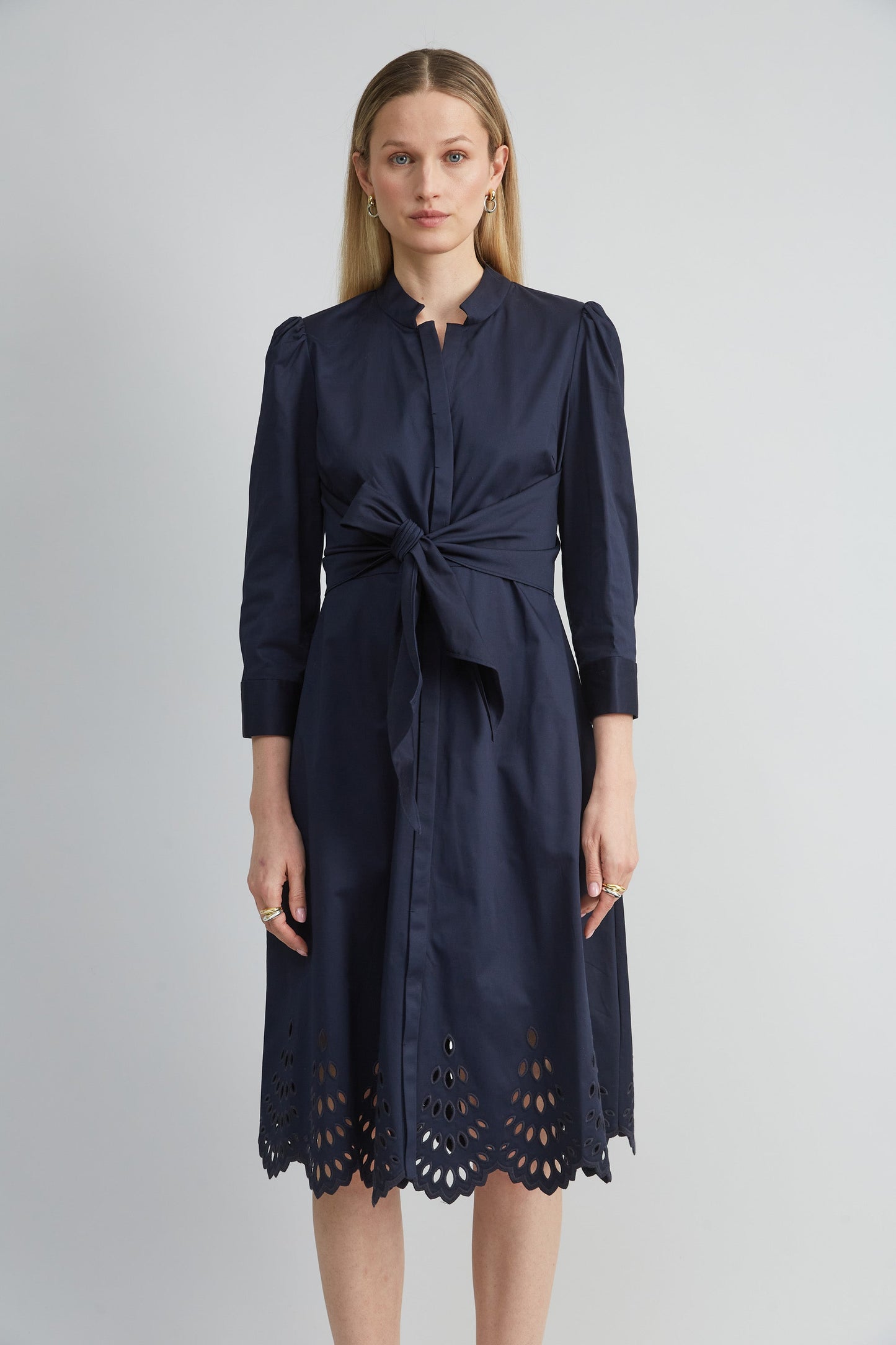Cotton Tie Embroidered Dress