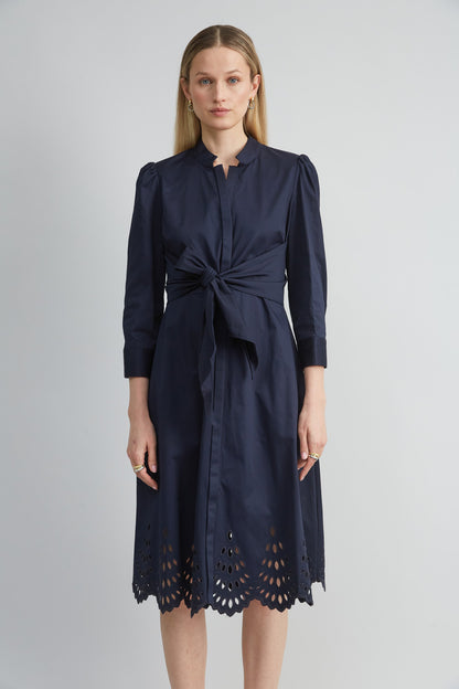 Cotton Tie Embroidered Dress