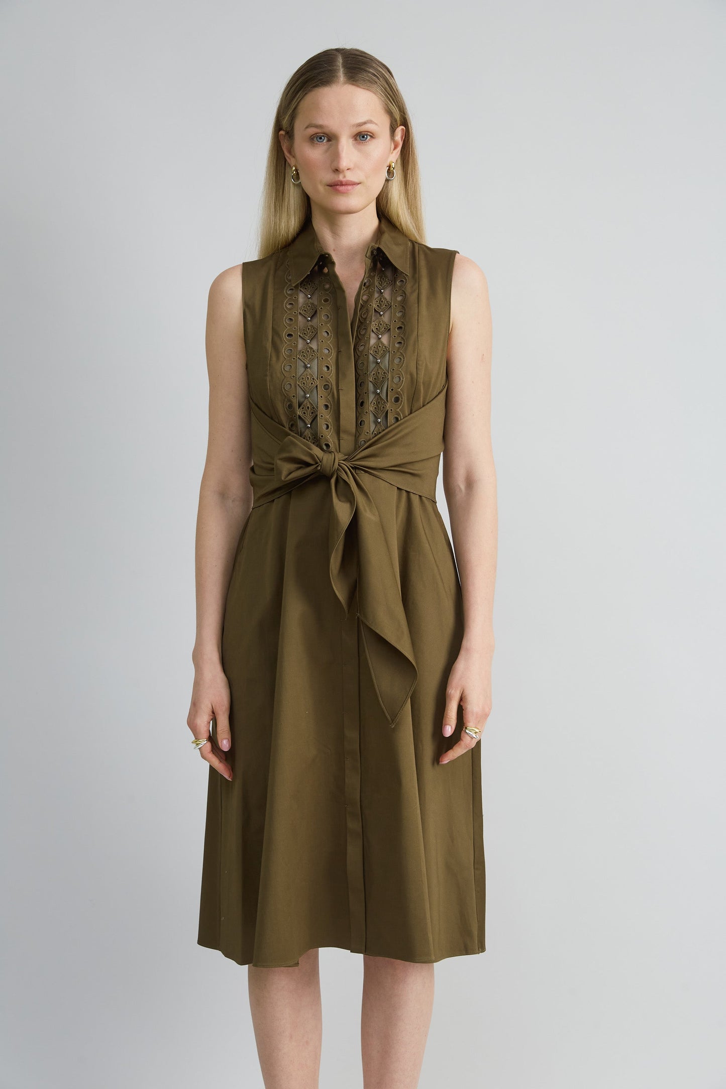 Sleeveless Cotton Tie Dress