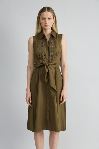 Sleeveless Cotton Tie Dress