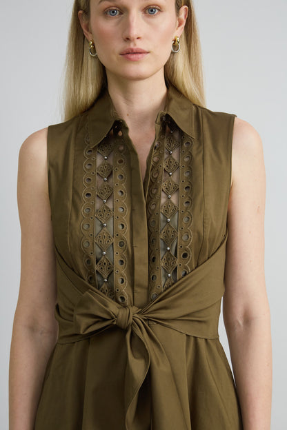 Sleeveless Cotton Tie Dress