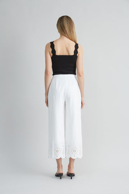Linen Scallop Hem Pant