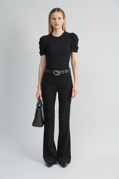 Puff Sleeve Rib Knit