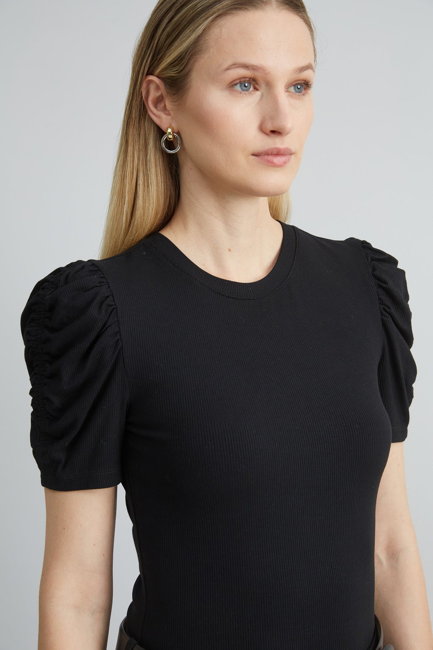 Puff Sleeve Rib Knit