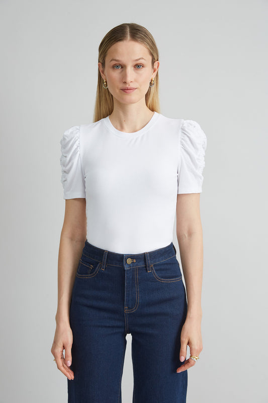 Puff Sleeve Rib Knit
