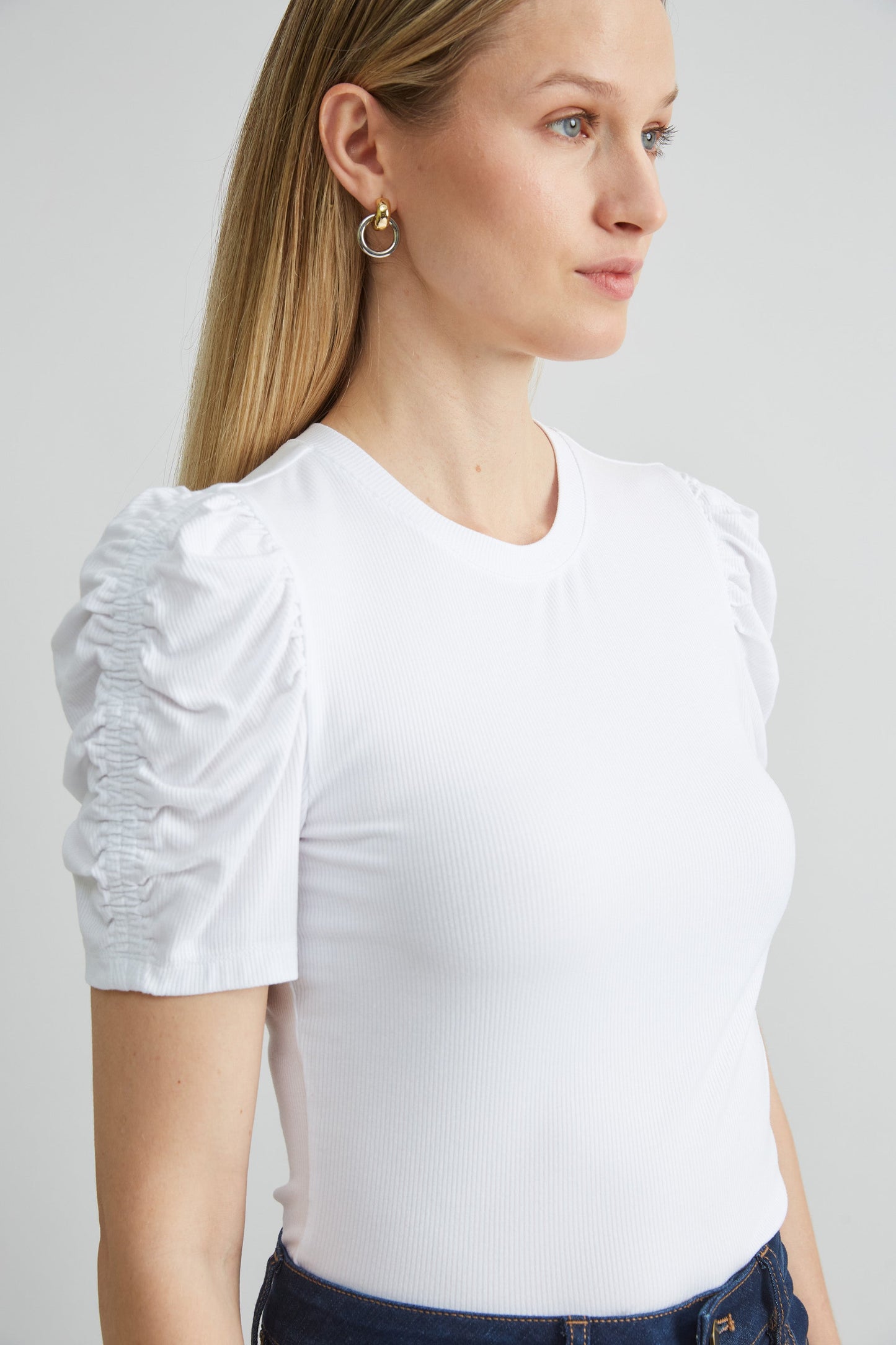 Puff Sleeve Rib Knit