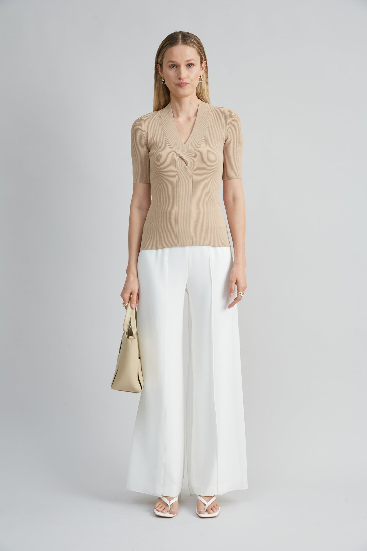 Short Sleeve Cable Twist Sweater