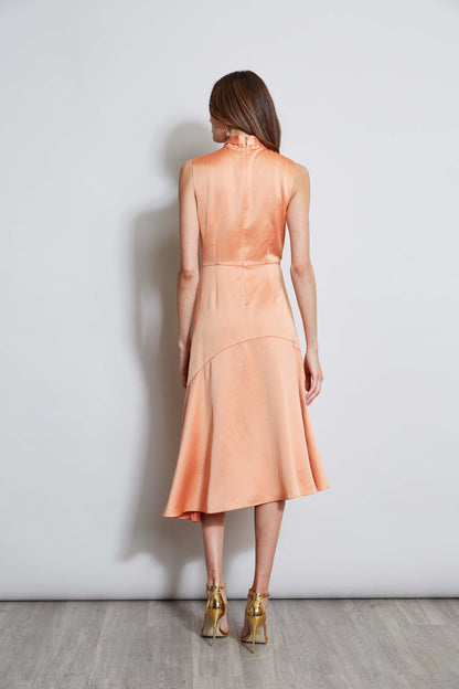 Twist Neck Satin Dress