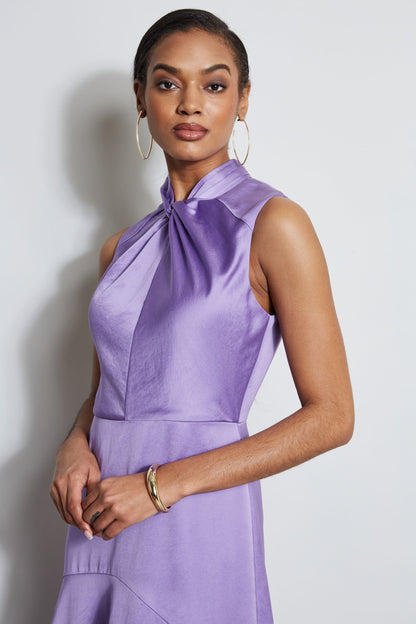 Twist Neck Satin Dress