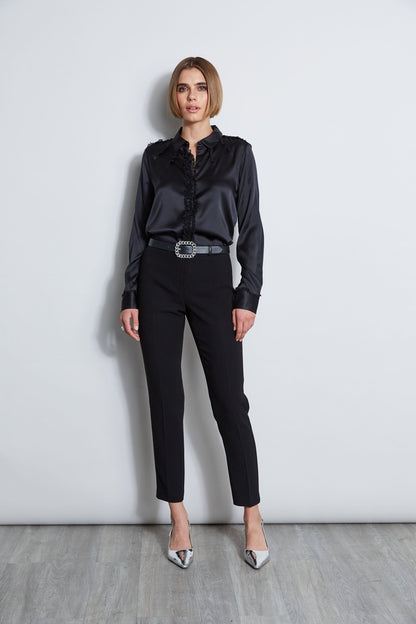 Chiffon Ruffle Silk Satin Shirt
