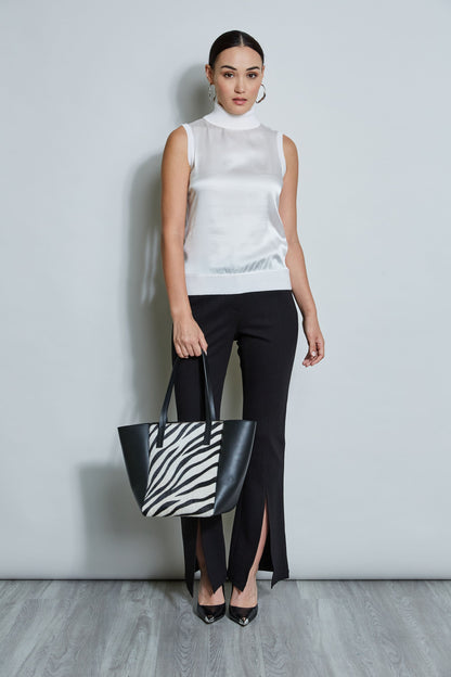 Sleeveless Satin Front Sweater
