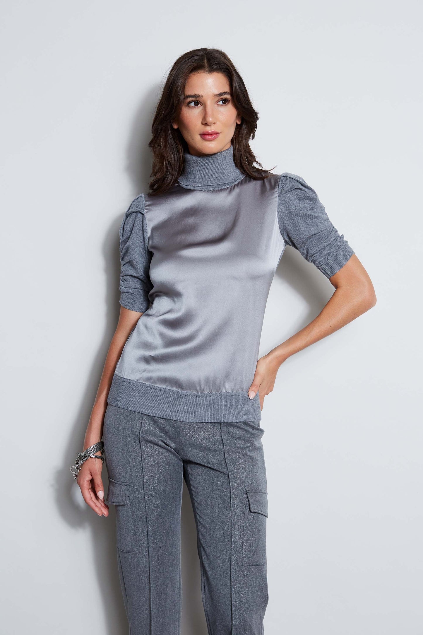 Satin Front Sweater