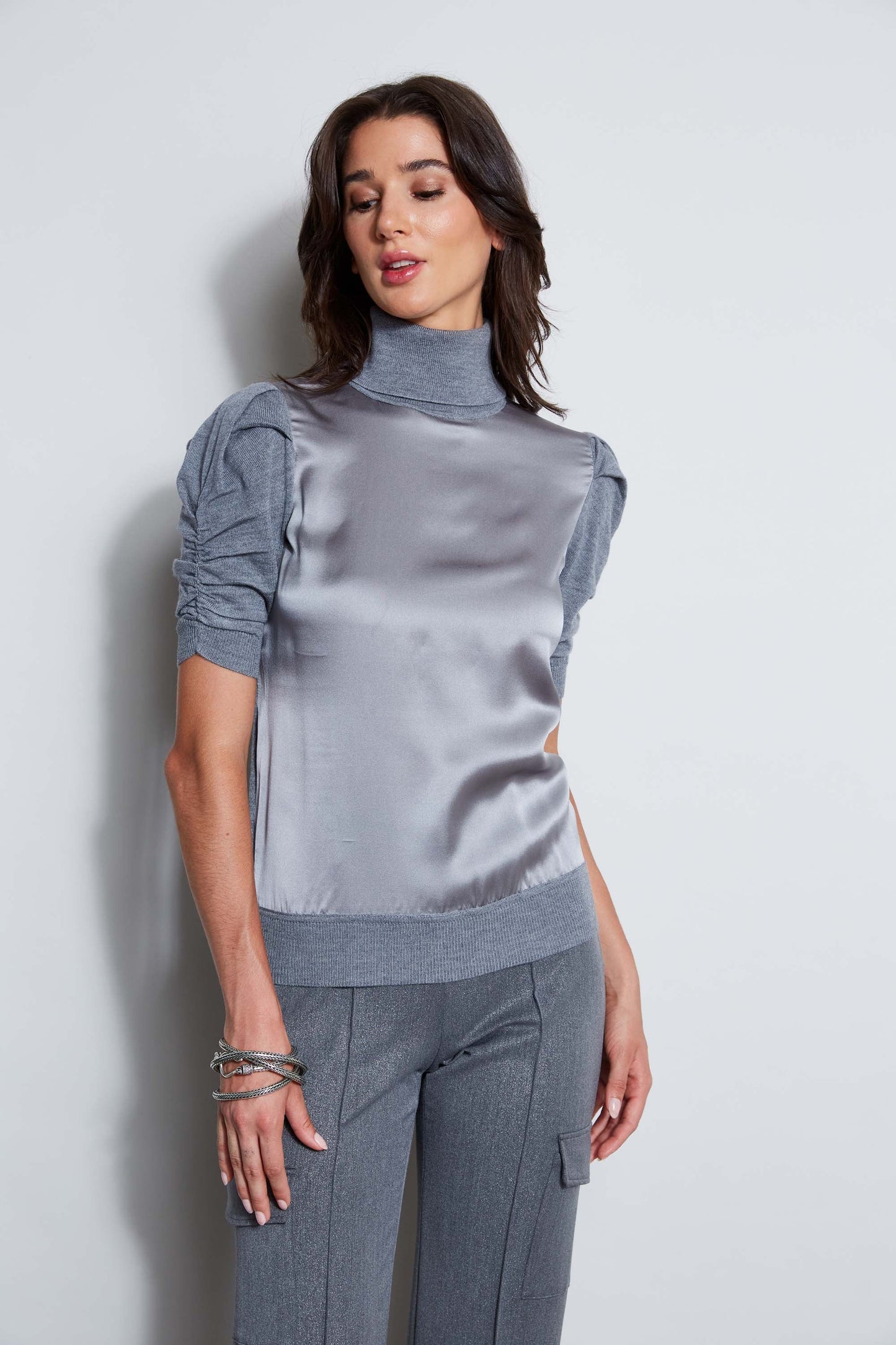 Satin Front Sweater