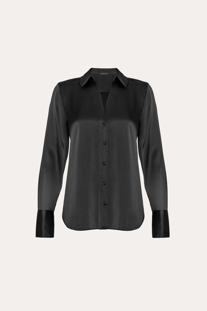 Silk Satin Button Down Shirt