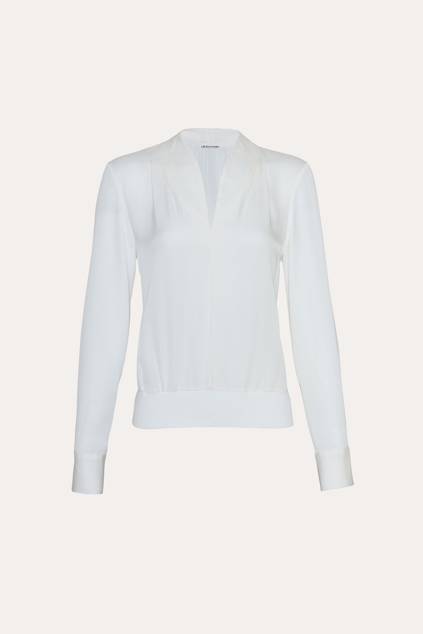 Silk Contour Neck Rib Trim Shirt