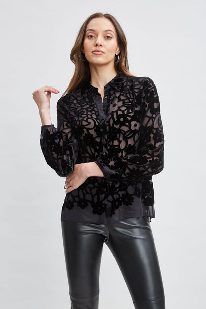 Burnout Silk Velvet Burnout  Shirt