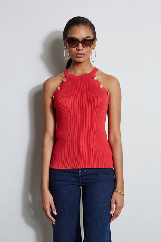 Halter Button Rib Tank