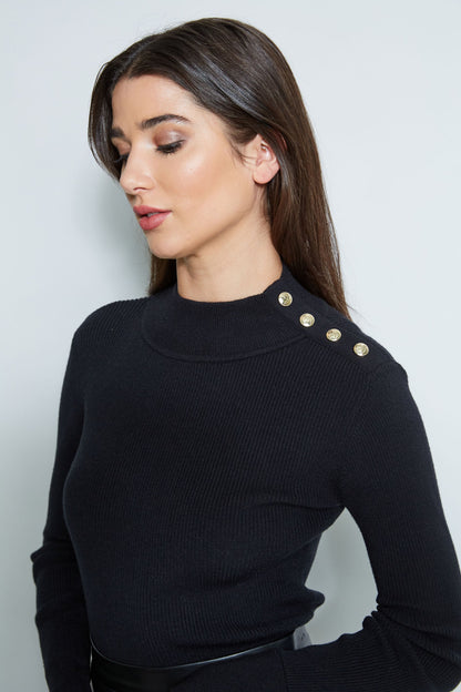 Four Button Mock Neck Sweater